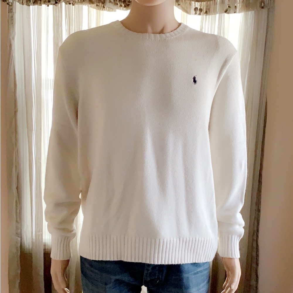 Crewneck polo cashmere cotton sweater